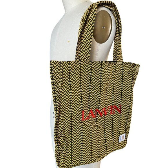 Lanvin X future Curb Cotton Tote Bag, Yellow and Black - Picture 7 of 15